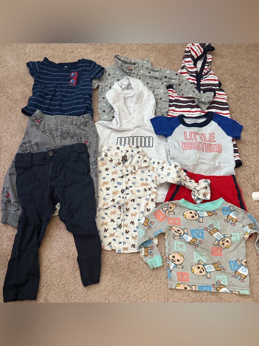 18 Months Toddler Mixed Clothing Lot - Navy, Gray, Red, Blue